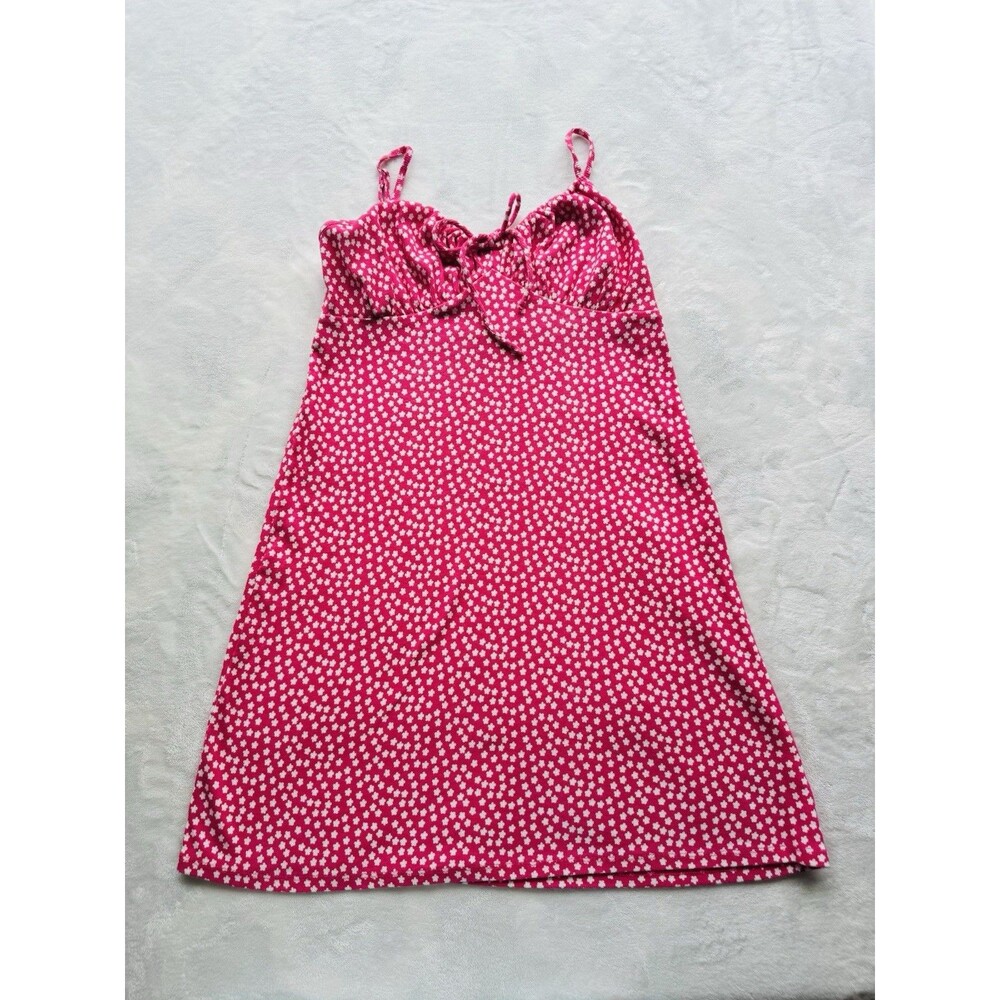 American Eagle Women’s Small Pink Floral Mini Dress Tie Front Spaghetti Strap